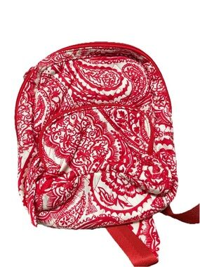 Vera Bradley Red and White Quilted Paisley Mini Backpack